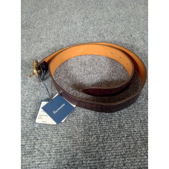 Façonnable Other - Façonnable Mens Made In Italy Leather Golf Belt Faux Croc Design Brown Size 32US